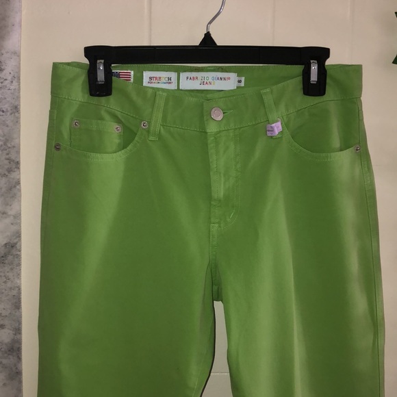 FABRIZIO GIANNI JEANS Vintage Size 6 Stretch High Comfort Lime Green Pants - Picture 3 of 10